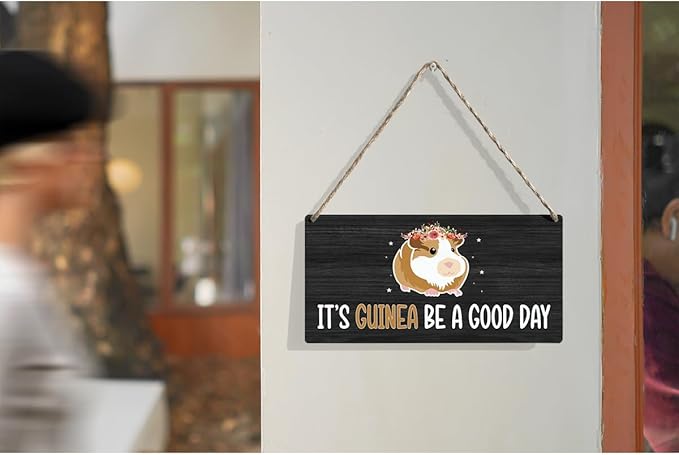 Funny Guinea Pigs Hanging Sign Wood Wall Decor for Home Office Shelf Table Desk Decor Guinea Pigs Lover Owner Gifts for Kids Girls Women Men Mom Dad 12 × 6 Inch