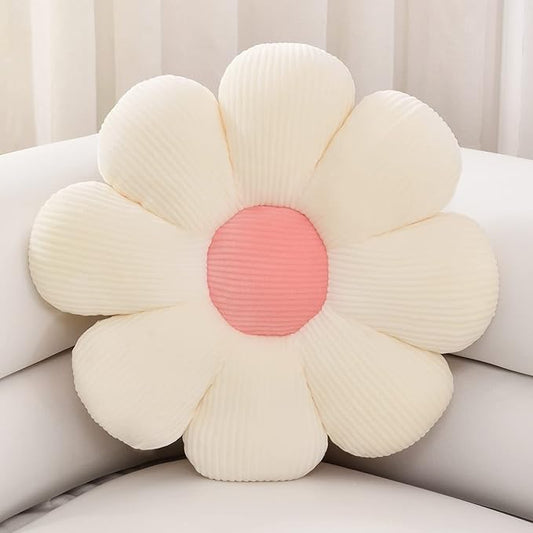 Sioloc Flower Pillow Shaped Throw Pillow Butt Cushion Floor Pillow,Seating Cushion,Cute Room Decor & Plush Pillow for Bedroom Sofa Chair(White,15.7'')