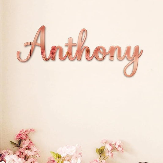 Custom Acrylic Mirror Name Sign, Personalized Mirror Wall Nursery Name Sign,Silver Gold Rose Gold Mirror Acrylic Sign,Glitter Name Baby Name Wall Art Sign Room Decor Party Decoration (style 1)