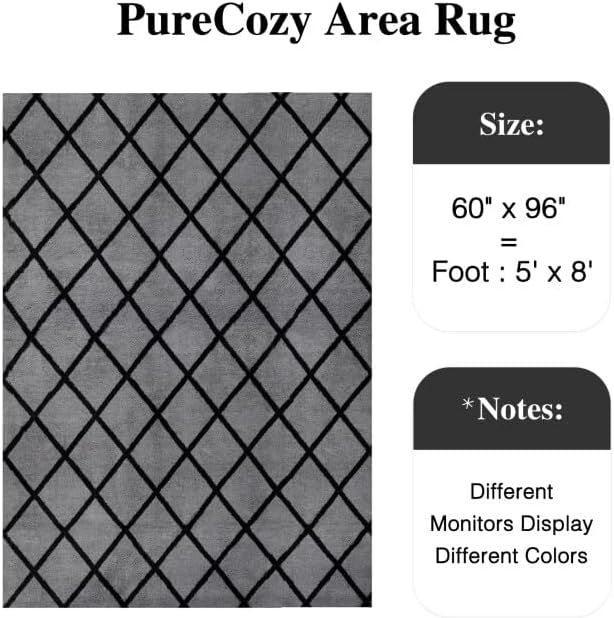 5x8 Checkered Rug for Bedroom Grey and White Modern Soft Area Rug Fluffy Non-Slip Carpet for Living Room Playroom Home Aesthetic Decor