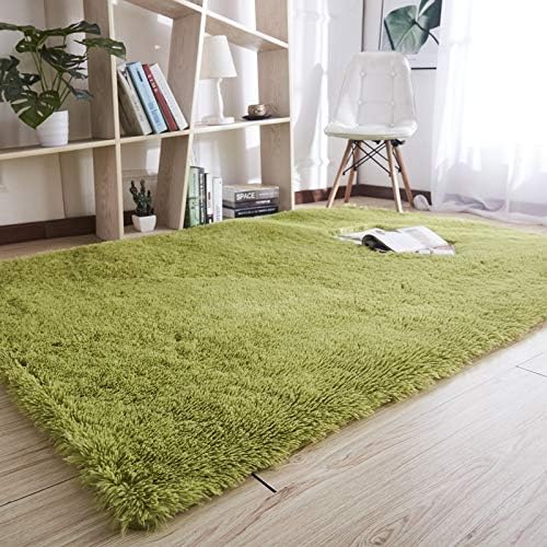 Merelax Soft Modern Indoor Large Shaggy Rug for Livingroom Bedroom Dorm Kids Room Home Decorative, Non-Slip Plush Fluffy Furry Fur Area Rugs Comfy Nursery Accent Floor Carpet 3x5 Feet, Green