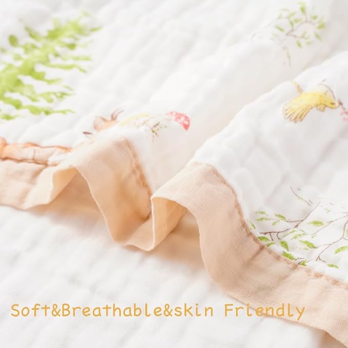 BATTILO PTY 6 Layer Muslin Baby Blankets, Nursery Blankets for Boys Girls, Swaddle Blankets Babt Blanket Neutral Soft Lightweight Toddler and Kids Throw Blanket(Sika Deer)