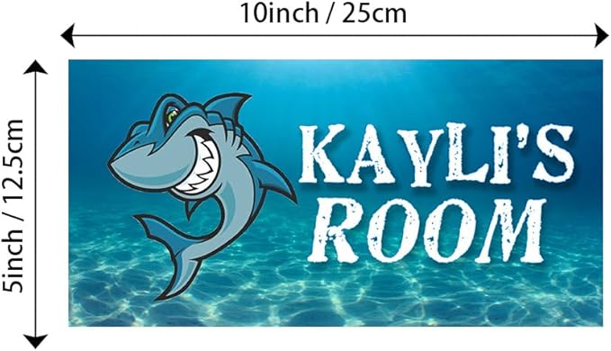 Personalized Name's Cartoon shark underwater-style Nursery Kid's Children's Girls Bedroom Door Sign Wood Plaque Sign Wall Decor Gift
