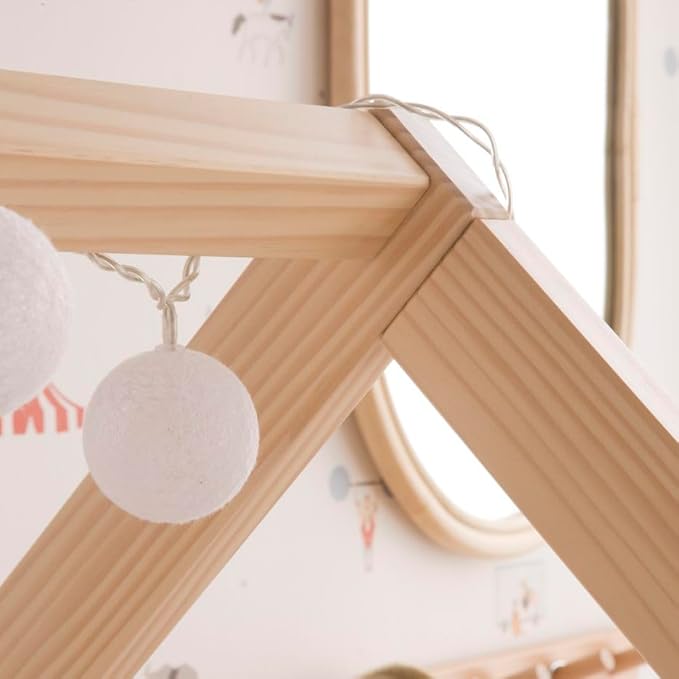 From the Tree Furniture Twin Loft Bed with Slide for Kids – Solid Wood House Frame with Safety Rails, Low Loft Playhouse Bed