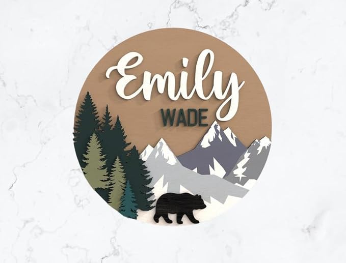 Personalized Name Sign for Kids Room - Custom Wood Sign Bear Custom Name Sign Baby Room Decor, Signs for Kids Room Wall Decor