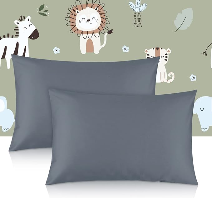 Cotton Toddler Pillowcase 14x20 Envelope: Long-Staple Cotton, Ultra Soft Breathable Durable, Travel Pillow Cover 2 Pack by Fittia