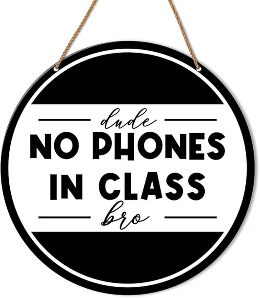 HSNBT Funny High Middle School Classroom Wall Sign, Classroom Rules Wall Decor Classroom Teacher Hanging Sign Decoration, No Phones Sign