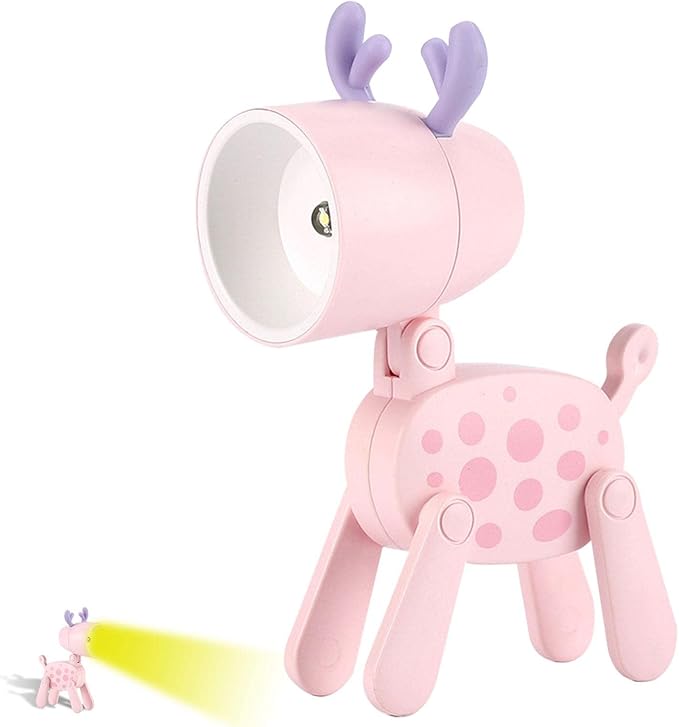 Children Mini Lamp, Folding Animal Night Light | Decorative Eye Protection LED Kids Reading Light with Phone Holder, Portable Battery Lamp.