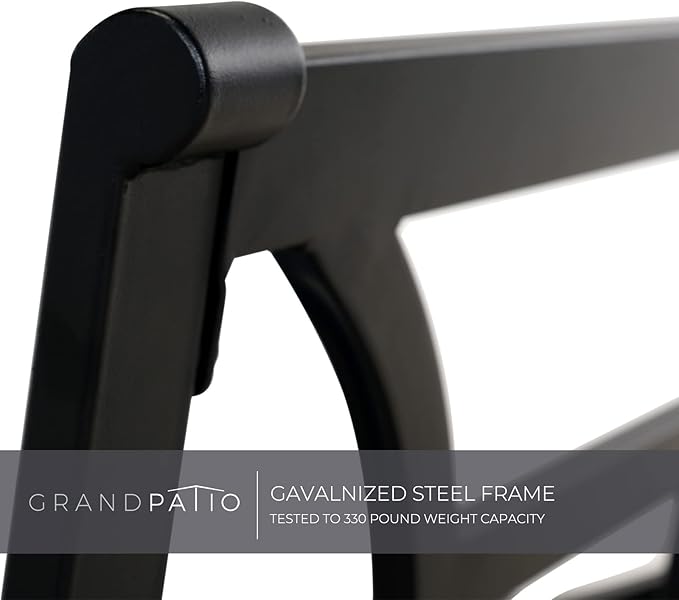 Grand Patio Outdoor Patio Seating, Motion Chair, Stationary Rocker, Padded Cushion Chair Set of 2, Beige