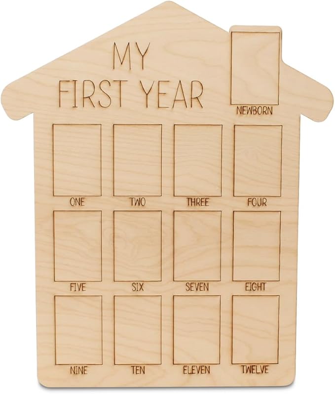 My First Year Photo Frame 14-inch, Pack of 5 Baby Picture Frame for Baby Keepsake, Nursery Decor, and Birthday Party, by Woodpeckers
