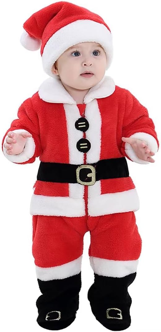 Baby Santa Costume Toddler Christmas Dress Up Romper 1-60months