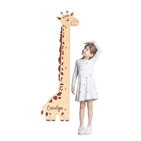 Personalized Giraffe Growth Chart, Wooden Height Ruler, Nursery Decor for Children