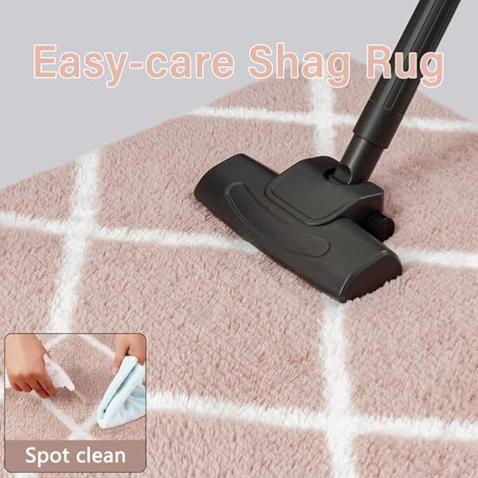 4x6 Checkered Rug for Living Room Pink and White Modern Soft Area Rug Fluffy Non-Slip Carpet for Bedroom Playroom Home Aesthetic Decor