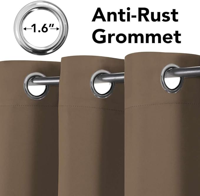 H.VERSAILTEX Blackout Curtains for Bedroom Thermal Insulated Room Darkening Living Room Curtains 63 Inch Long Grommet Privacy Protection Window Curtain Panels/Drapes for Nursery, 2 Panels, Macchiato