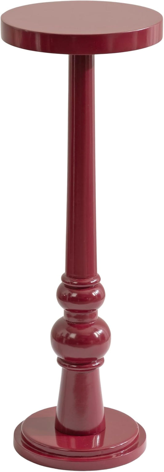 Kate and Laurel Wegner Transitional Wooden Round Drink Table, 8 x 8 x 23, Gloss Red, Modern Durable Pedestal Table for Use as Indoor Plant Stand, or Decorative Living Room Decor Accent