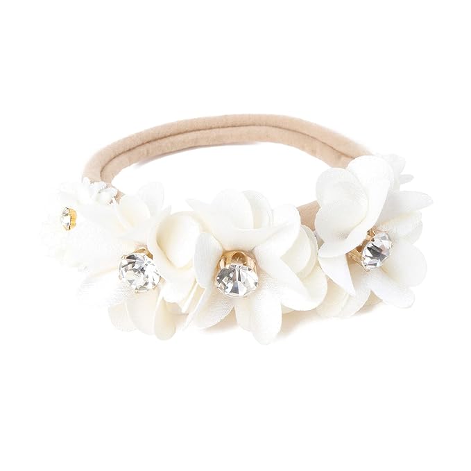 Baby Girl Floral Headband Nylon Flower Crown Elastic Hairband 3pcs Hair Accessories Gift for Girls (33#)