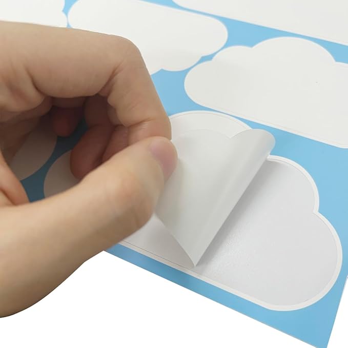 110Pcs White Cloud Wall Decals, DIY Clouds Stickers Wall Art Decor Set for Classroom,Bedroom, Living Room Deco