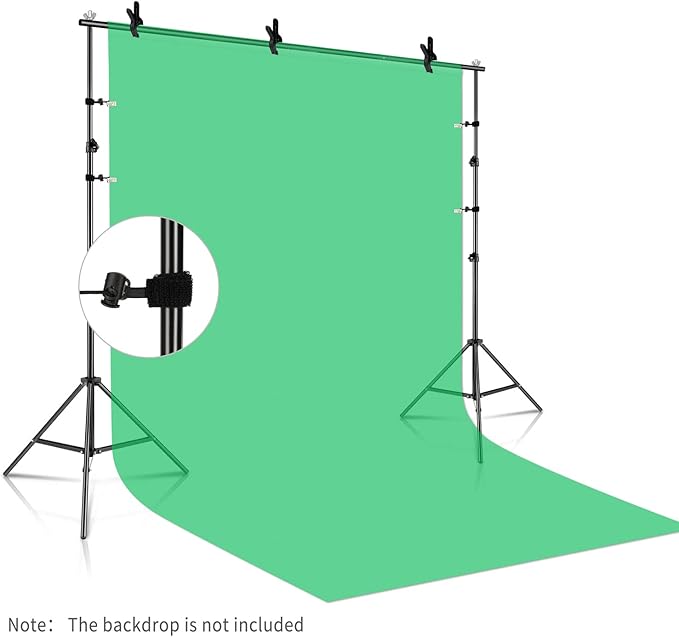Backdrop Stand, 6.4ft x 10ft Adjustable Photo Background Stand with Carry Bag for Photography Photo Video Studio, Baby Shower, Birthday Party (6.4ftx10ft)