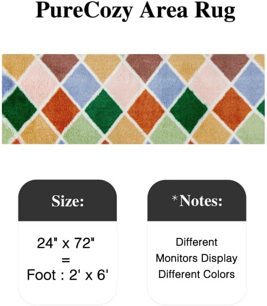 2x6 Checkered Rug Colorful Modern Soft Area Rug Fluffy Non-Slip Carpet for Bedroom Living Room Playroom Home Aesthetic Decor