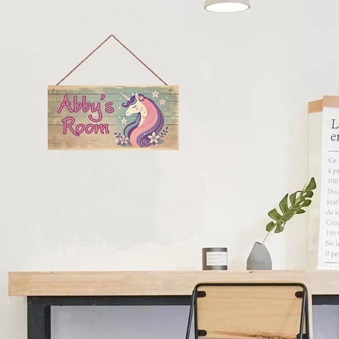 Personalized Sign Cute Unicorn Wall Decor Rainbow Decoration for Home Kitchen Bar Garage Vintage Retro Poster Plaque Decor for Kids Room Nursery Wall Decorations Stuff