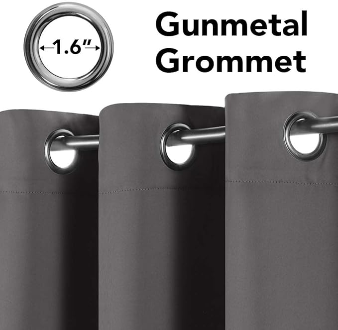 H.VERSAILTEX Three Pass Microfiber Blackout Thermal Insulated Grommet Panel Window Curtains/Drapes (Set of 2 Panels,52 x 96 Inch,Charcoal Gray)