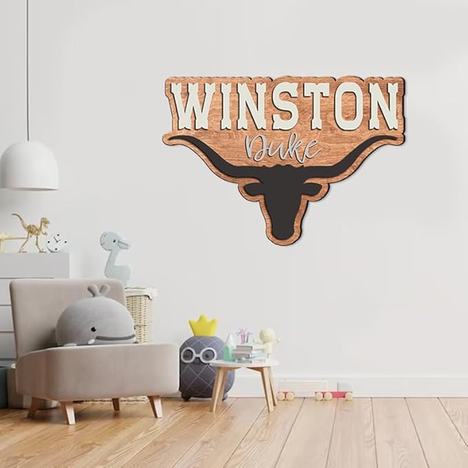Personalized wooden nursery name sign, Western nursery decor, Custom Baby name sign for boys girls, Kids room decor, Door hanging gift/5
