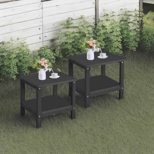 UDPATIO Outdoor Side Table for Patio, 2PCS 19 x 16 inches Adirondack Table Poolside Patio Table, HDPE End Table for Outside Backyard Pool Indoor Companion, 2 Tiers