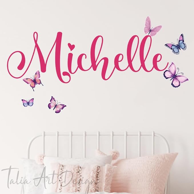 Personalized Wall Sticker with Custom Name,Butterfly Wall Decals for Girls Room and Nursery