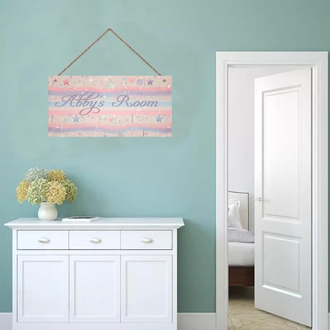 Personalized Sign Sweet Dream Wooden Sign For Kids Room Boys Bedroom Door Decor,Custom Name Flowers Wall Art Decor Decorative Plate for Nursery Little Man Cave