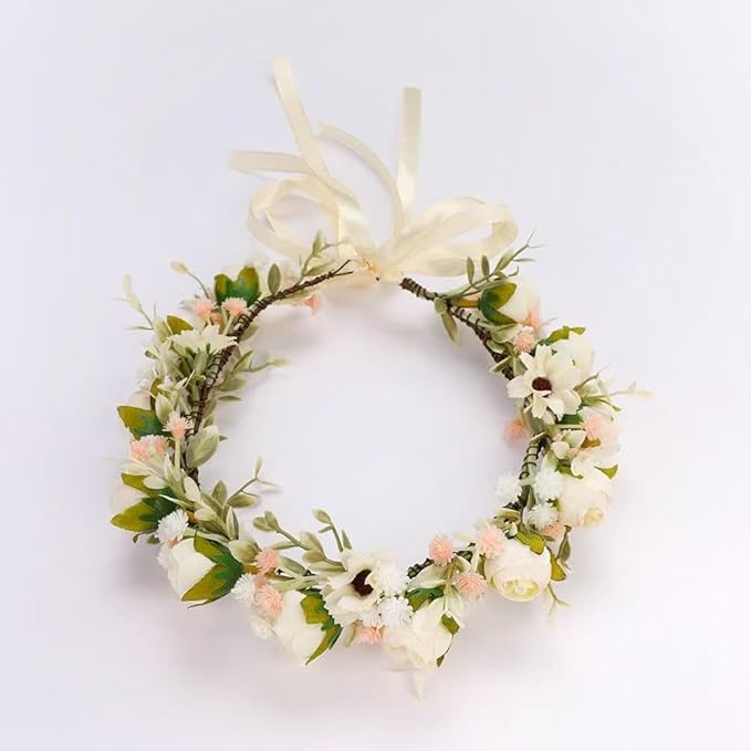 Floral Fall Camellia Flower Crown Rose Headpiece Wedding Bridal Flower Girl Halo Maternity Photo Props FL-03