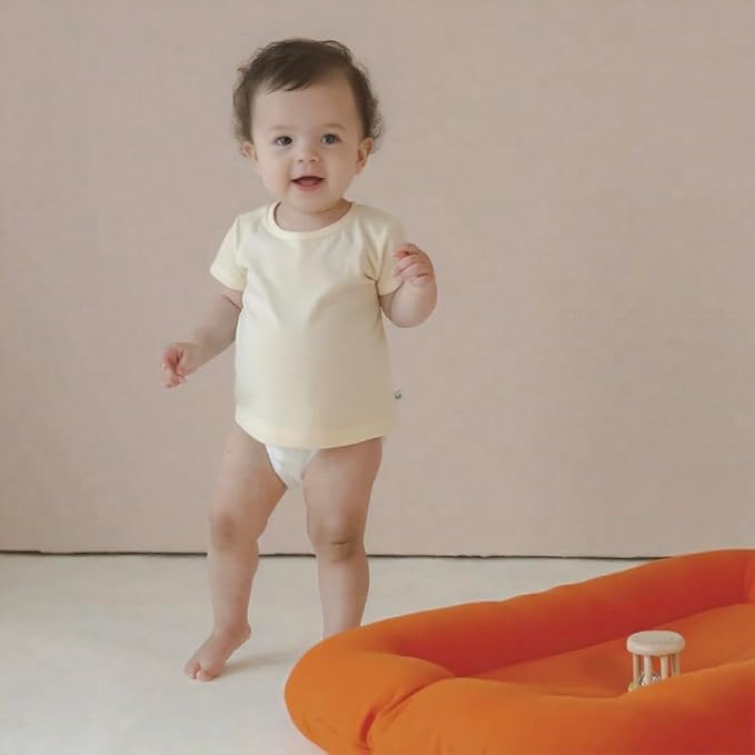 Baby Lounger for Newborn - Snuggle Cozy Me Lounger | Breathable Soft Cotton, 0-24 Months Portable Playtime Baby Nest, Newborn Baby Essentials Gifts- Orange (1 Lounger + 1 Cover)