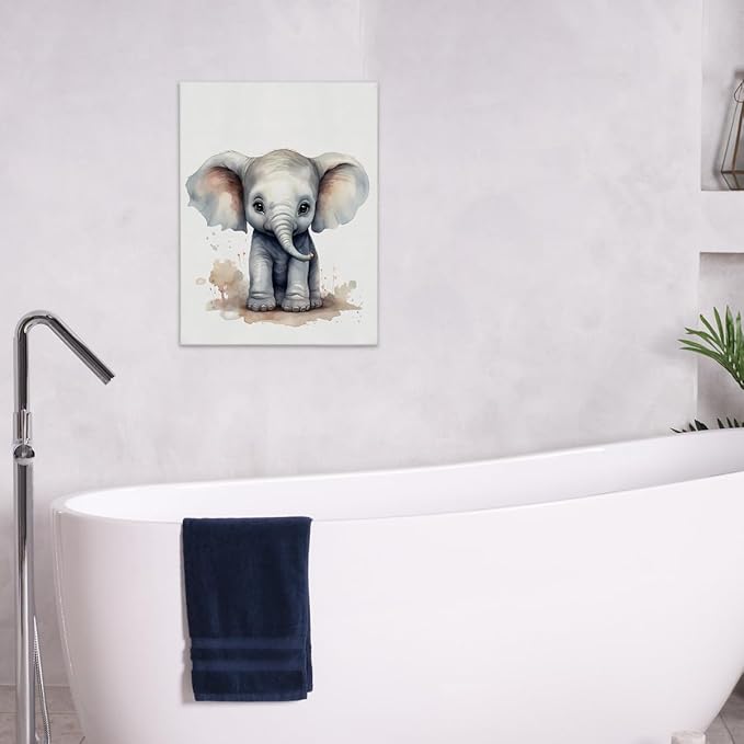 Woodland Nursery Decor, Baby Room Decor, Elephant Wall Art Decorations For Safari Nursery Kids Toddler Boy Girl Room Playroom, Animal Wall Art Prints Poster 11x14 Inches Framed