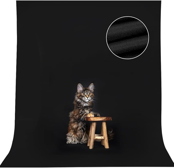 5x7ft Black Backdrop Background for Photography, High Density Polyester Fabric Black Photo Backdrop Curtain for Portrait Photoshoot, Party and Video