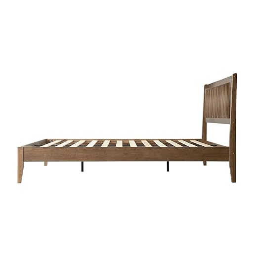 King Size Bed Frame, Solid Wood Platform Bed with Headboard & Footboard, 12 Sturdy Slatted, Central Metal Legs, Easy Assembly, Noise & Anti-Slip, No Box Spring Needed, Barnwood Finish, OLK-30