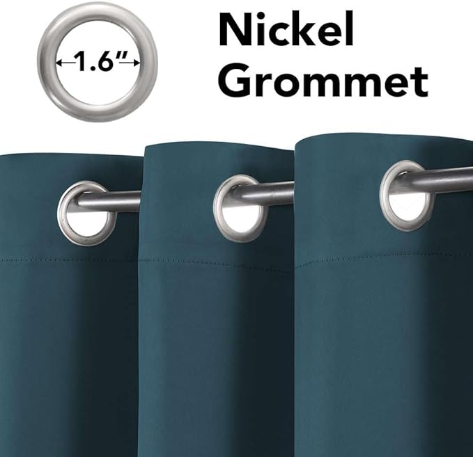 H.VERSAILTEX Premium Blackout Thermal Insulated Room Darkening Curtains for Bedroom/Living Room - Classic Grommet Top (2 Panels, Dark Teal, 52 Inch by 72 Inch)