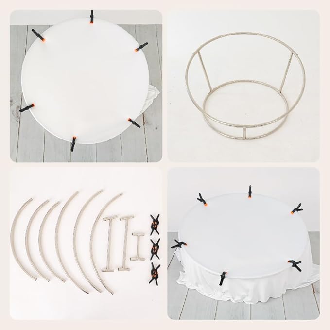 Kate Newborn Photography Props Stainless Steel Stand Set for Baby Photoshoot,Including Newborn Posing Beanbag(Unfilled), Elastic Fabric and 6 Clamps