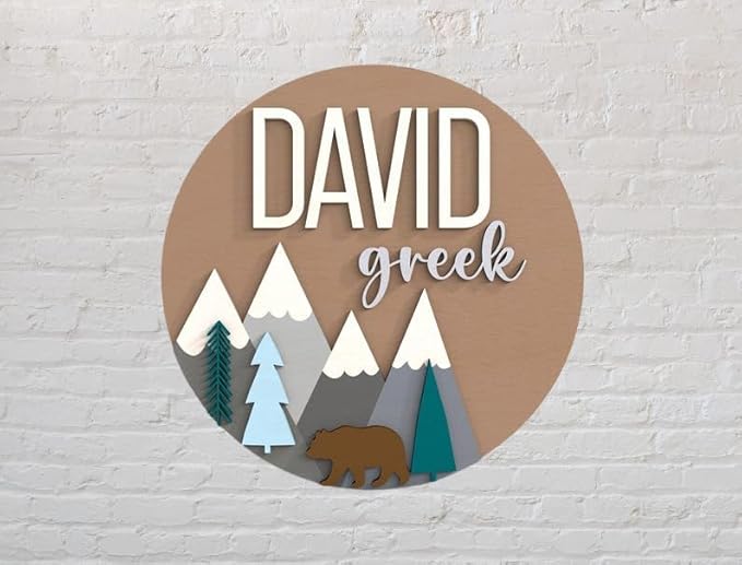 Personalized Wooden Name Sign for Nursery -Bear Custom Name Sign Baby Room Decor, Signs for Kids Room Wall Decor, Gift for Baby Shower, Newborn