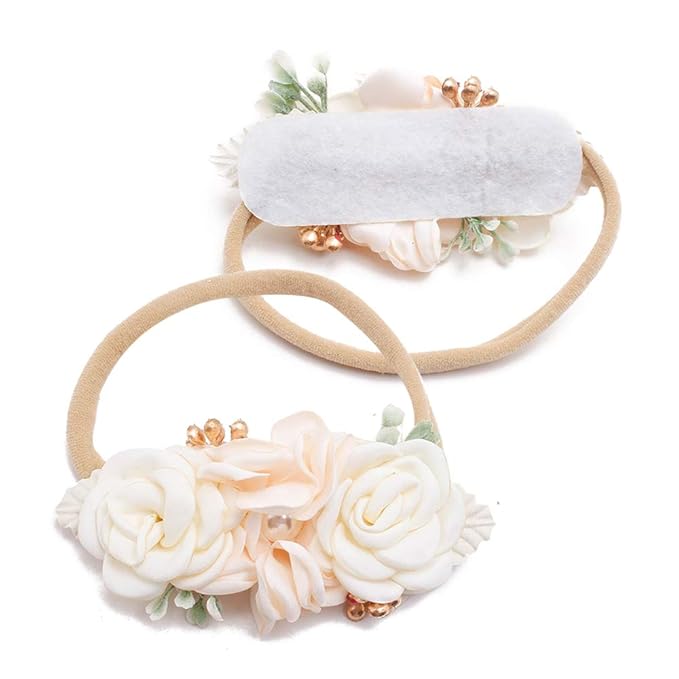 Baby Girl Floral Headband Nylon Flower Crown Elastic Hairband 3pcs Hair Accessories Gift for Girls，stretchy size 3pcs/set