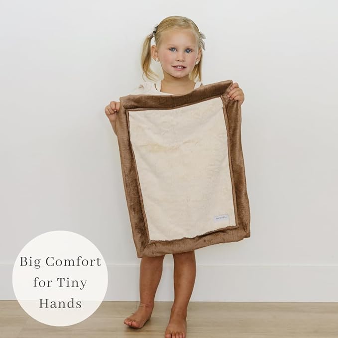 SARANONI Luxury Security Blankets for Babies | Ultra-Soft Lush and Boutique Quality Baby Blanket | Ivory & Gingersnap, Mini - 15" x 20"
