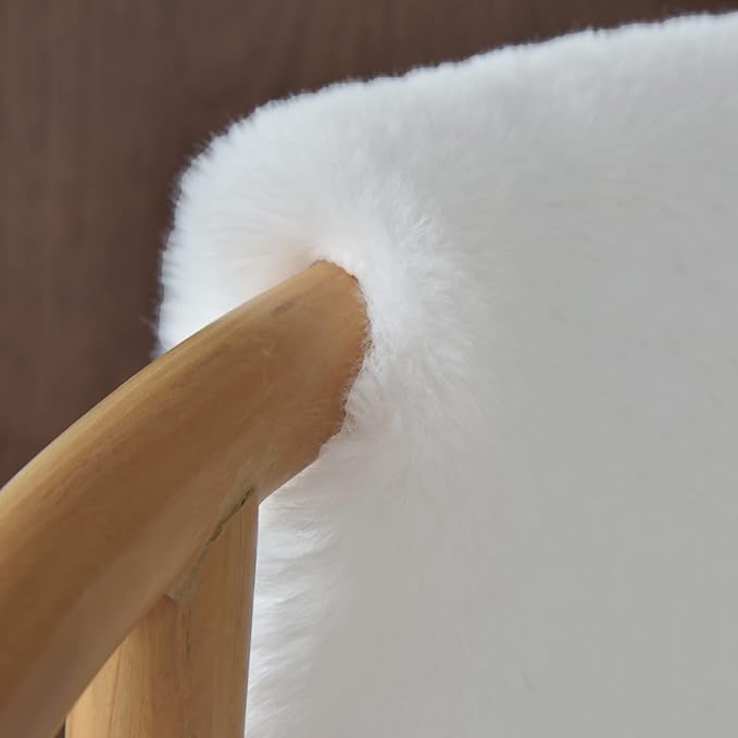 White Round Shag Rugs 6ft Faux Rabbit Washable Fur Area Rugs for Living Room Circle Fluffy Rugs for Bedroom Boho Rug Home Room Décor