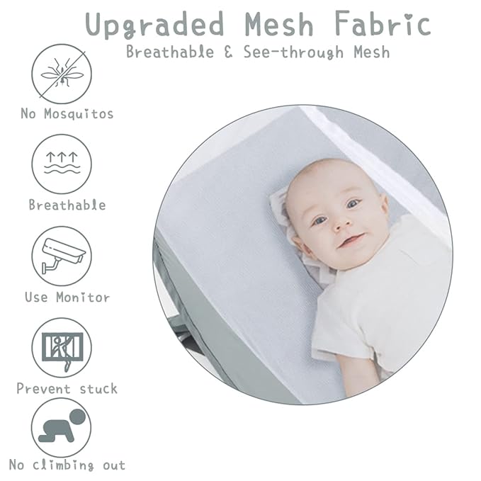 Baby Pack N Play Tent, Safety Tent to Keep Baby from Climbing Out, Baby Crib Canopy for Pack N Play, Mini Cribs & Playpens, Pop Up Design & See-Through Mesh