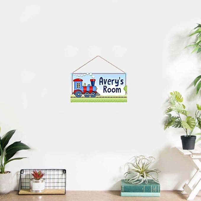 Personalized Door Signs for Kids Room Train Boys Wall Decor Gift Kid's Name Art Baby Nursery Door Sign Custom Wooden Sign Boys Room
