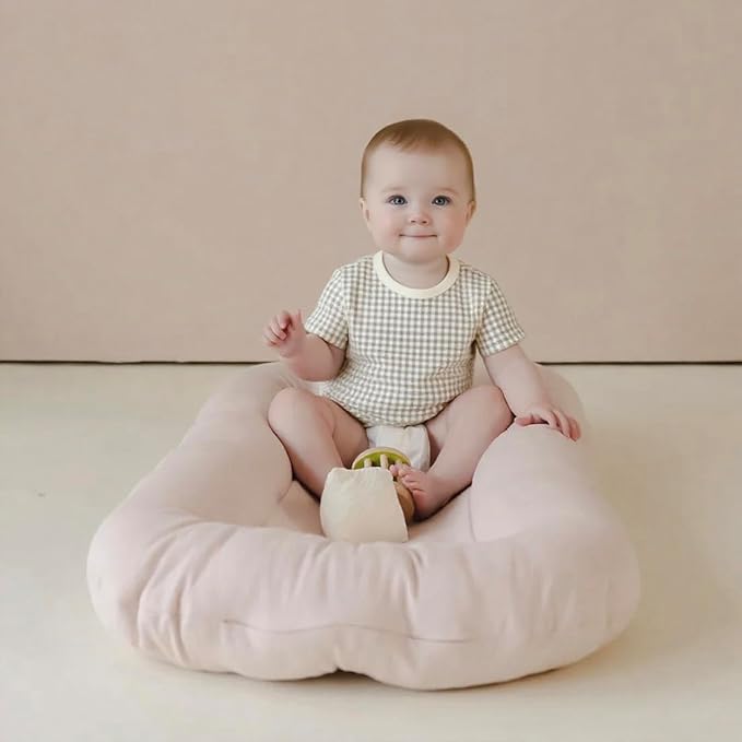 Baby Lounger for Newborn - Snuggle Cozy Me Lounger | Breathable Soft Cotton, 0-24 Months Portable Playtime Baby Nest, Newborn Baby Essentials Gifts- Petal (1 Lounger + 1 Cover)