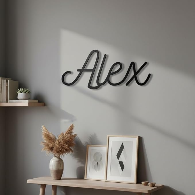 Personalized Iron Name Sign – Custom Name Sign Baby – Personalized Cursive Name Wall Decor, Elegant Laser Cut Iron Words For Nursery, Wedding Backdrop & Home Decoration Gift (8"-22")