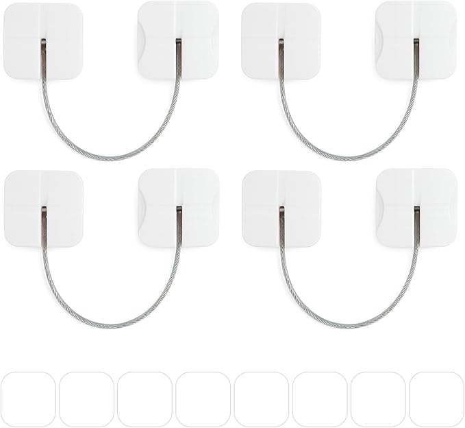 4 Pack Cabinet Locks Baby Proofing, Maveek Child Proof Drawer Locks Dual-Button White Fridge Lock Toilet Closet Dresser Kitchen Refrigerator Door Window Latch For 0-24 Month Infant Safety