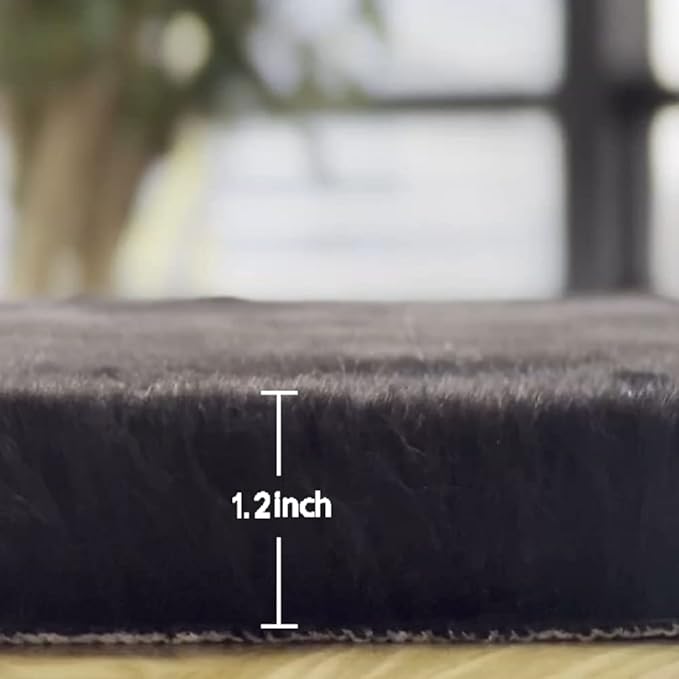 Fuzzy Rabbit Fur Rug Fluffy Rugs Washable Area Rugs for Living Room Black Furry Rug for Bedroom Rugs 3x5 Cute Room Girl Room Home Decor Rectangle