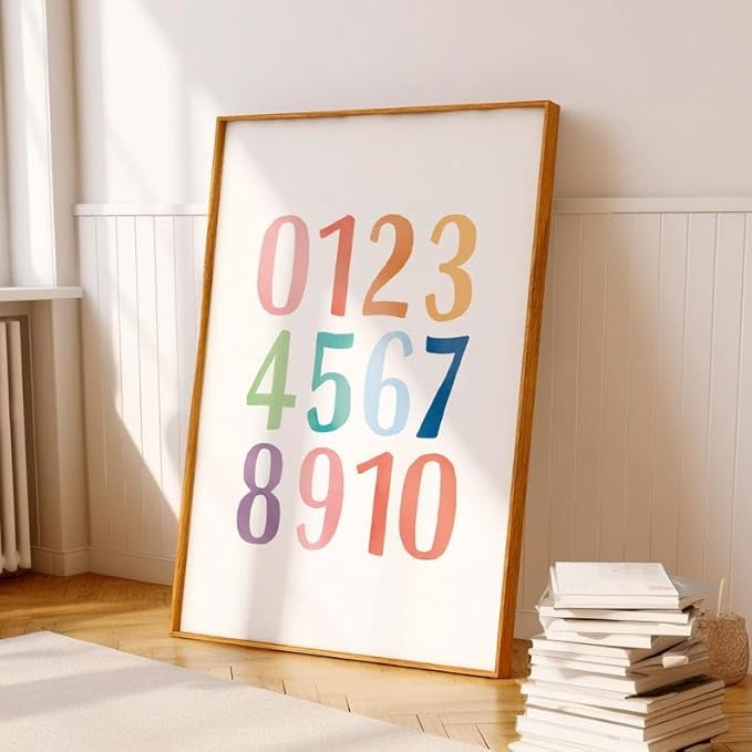OZCONO Rainbow Alphabet and Numbers Poster for Kids, Educational Wall Art,Classroom Decor, Montessori Teaching, Toddler Learning (Unframed) (9x11)