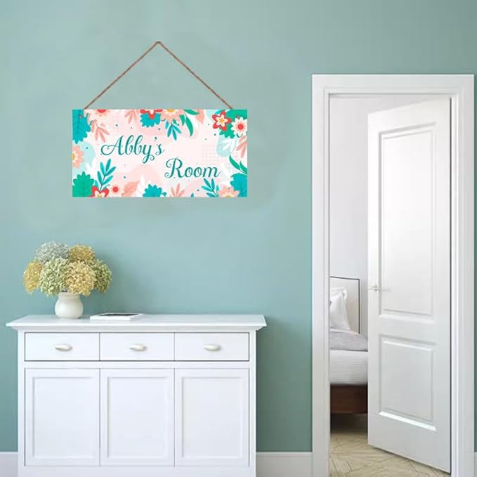 Personalized Cute Plant Sign Beautiful Flowers Wall Hanging Plaque Sign Magic Leaf Girls Room Décor For Nursery Home Art Décor For Kids Room Girls Room Boys Bedroom Little Man Cave