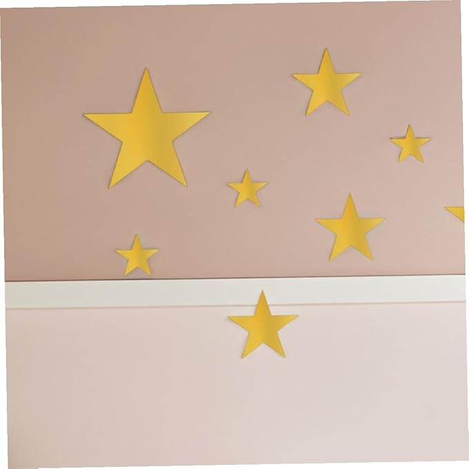 10pcs Gold Foil Star Wall Decals for Bedroom Decor Removable Nursery Stickers Self-Adhesive Star Shape Wall Stickers for Living and DIY Decoration