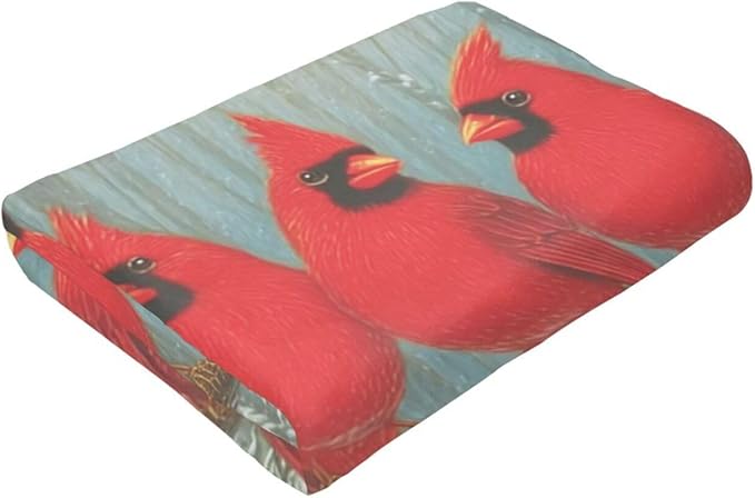 Cardinal Throw Blanket Red Bird Blanket Cardinal Soft Cozy Fleece Fuzzy Stuffed Plush Flannel Gifts for Girls Women Boys Kids Adults 40''x50''